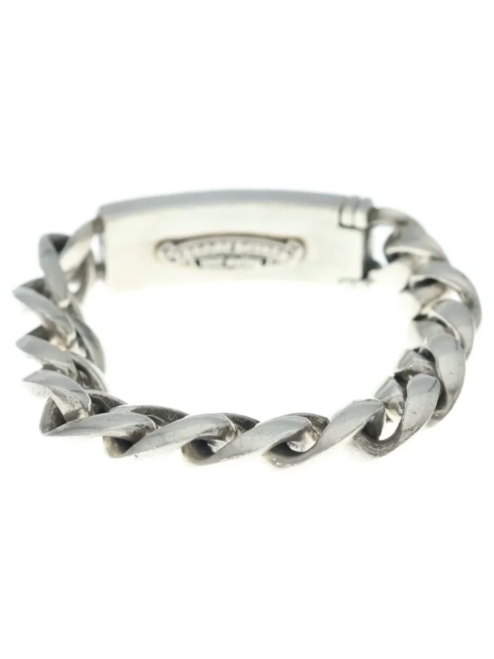 Chrome Hearts ID Floral Crs Cross ID Classic Link Bracelet 13 Silver